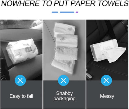 Car Tissue Holder, Sun Visor Napkin Holder, Hanging Paper Towel Case, PU Leather Tissue Box, Universal Auto Leather Visor Tissue Holder for Car Accessories Interior (Black)