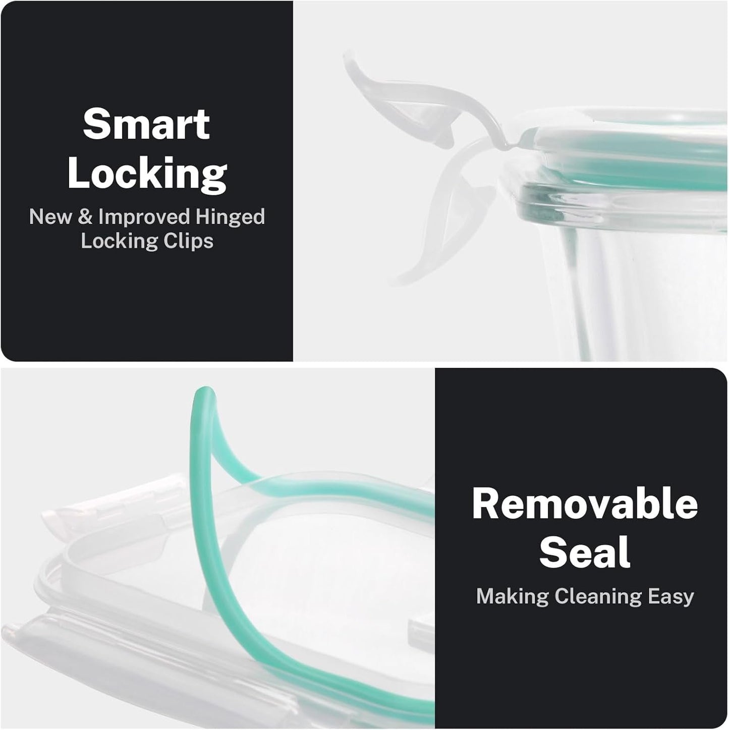 KITHELP 10 PACK 1050ml & 370ml Glass Food Storage Containers with Airtight Lids - Glass Meal Prep Containers - Microwave, Oven, Freezer and Dishwasher Safe, BPA-free