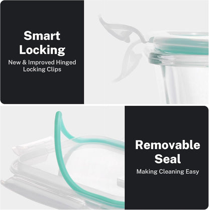 KITHELP 10 PACK 1050ml & 370ml Glass Food Storage Containers with Airtight Lids - Glass Meal Prep Containers - Microwave, Oven, Freezer and Dishwasher Safe, BPA-free