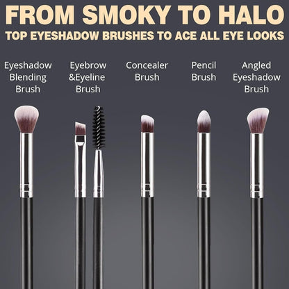 BEAKEY Makeup Brush Set Professional for Eye and Face, Foundation Blending, Eyeshadow, Concealer, Eye Shadow with 2 Blender Sponge, Paper Case, Gifts for Women