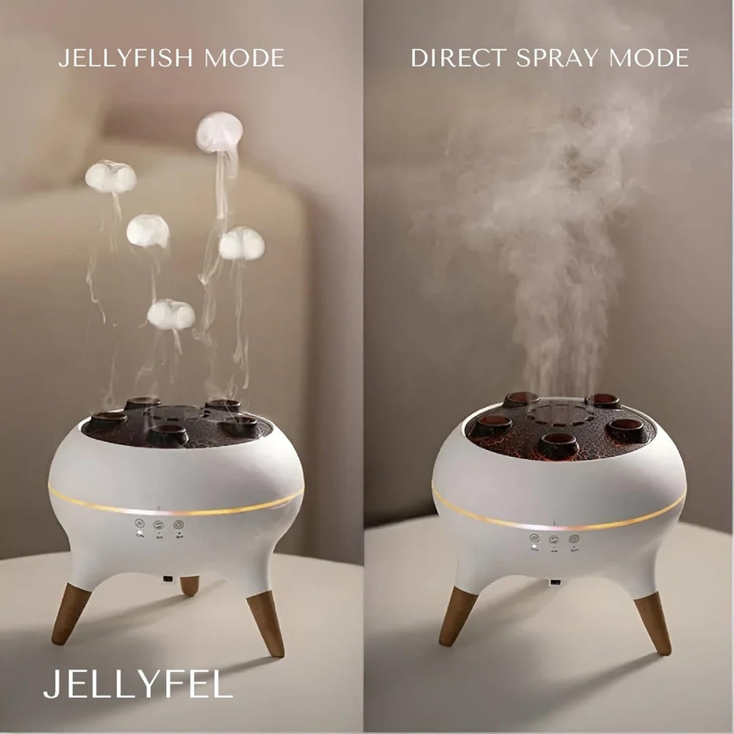 Jellyfel Diffuser, Jellyfel Lamp Diffuser, 2-in-1 Ultrasonic Aromatherapy Diffuser & Jellyfish Mist Humidifier with 7-Color LED Light, Dual Mist Modes, Remote Control & Timer, 250ml Water Tank (White)