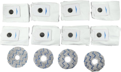 T20/X1 Cleaning Essentials 8 Dust Bags and 4 Mop Pads Designed for Effective Dirt Removal and Floor Protection (Blue)