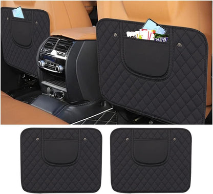 TSUGAMI 2PCS Car Kick Mats, PVC Backseat Protector Cover Pad with Storage Bag, Seat Pad Cover for Kids Feet, Waterproof Guard Prevent Dirt and Trampling, Auto Interior Accessories (Black)