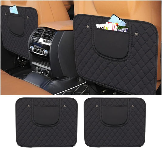 TSUGAMI 2PCS Car Kick Mats, PVC Backseat Protector Cover Pad with Storage Bag, Seat Pad Cover for Kids Feet, Waterproof Guard Prevent Dirt and Trampling, Auto Interior Accessories (Black)
