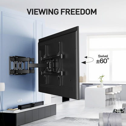 PERLESMITH TV Wall Mount 37-85 Inches, TV Bracket Swivel Tilting and Extending, Ultra Resistant TV Arm 60 kg, TV Bracket 55 65 Inches VESA 200 x 100 – 600 x 400 mm