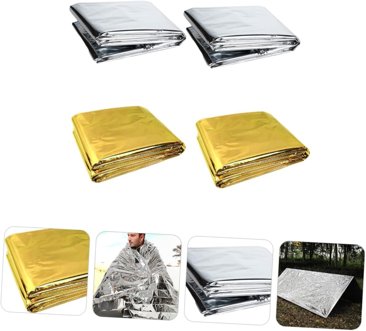 Parliky Emergency Thermal Blanket Set Survival Gear Camping Blanket Heat Reflective for Outdoor Protection