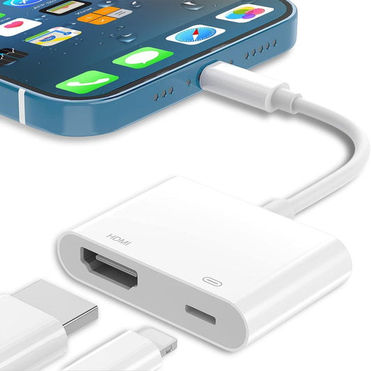 Aplimln [MFi Certified] HDMI Adapter for iPhone iPad, 1080P HDMI Cable Adapter Sync Screen Video & Audio Digital AV Converter with Charging Port on HDTV/Projector/Monitor (No Power Need)