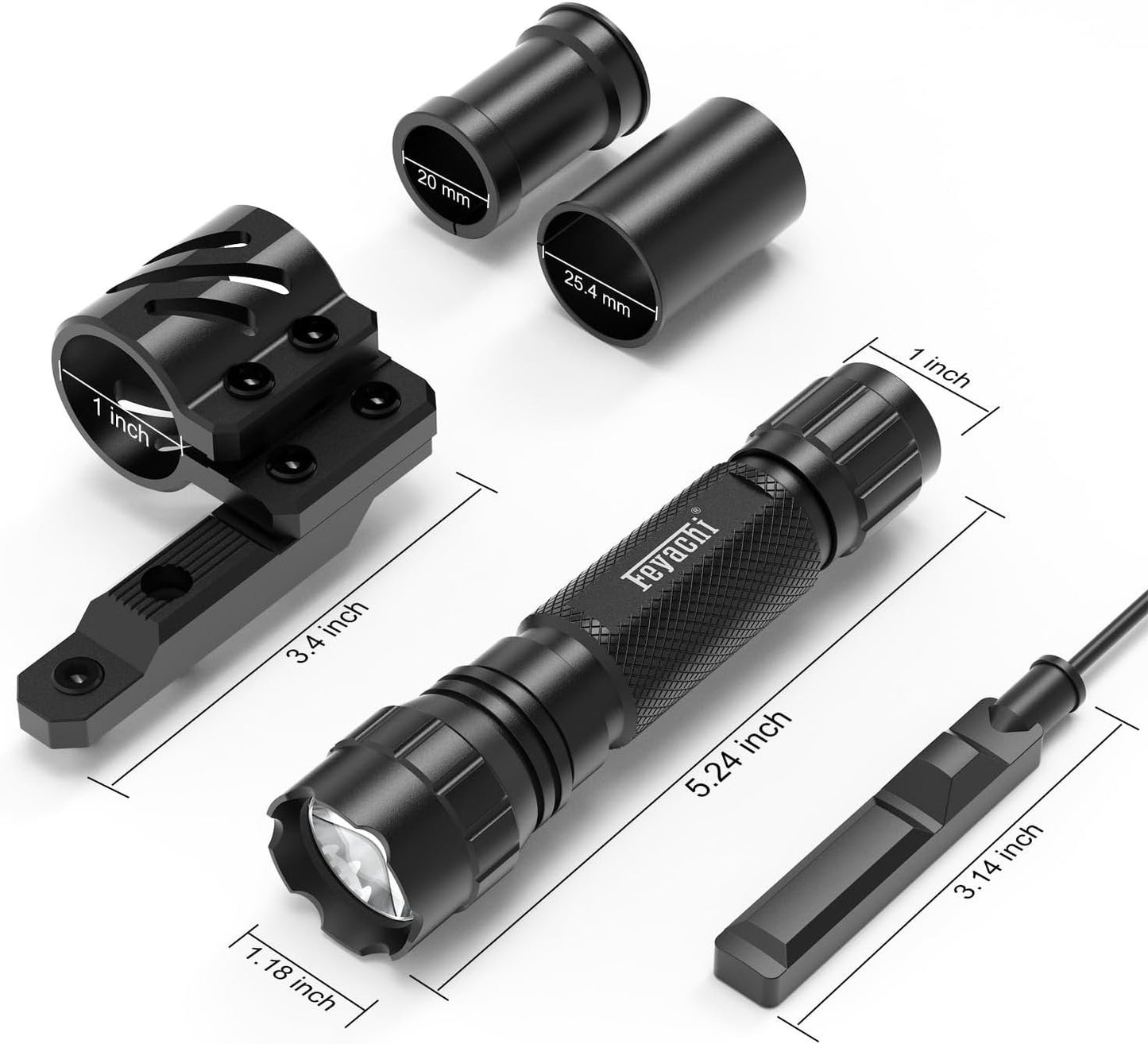 Feyachi FL14-MB Tactical Flashlight 1200 Lumen Matte Black LED Weapon Light with mLok Flashlight Mount, and Pressure Switch Included