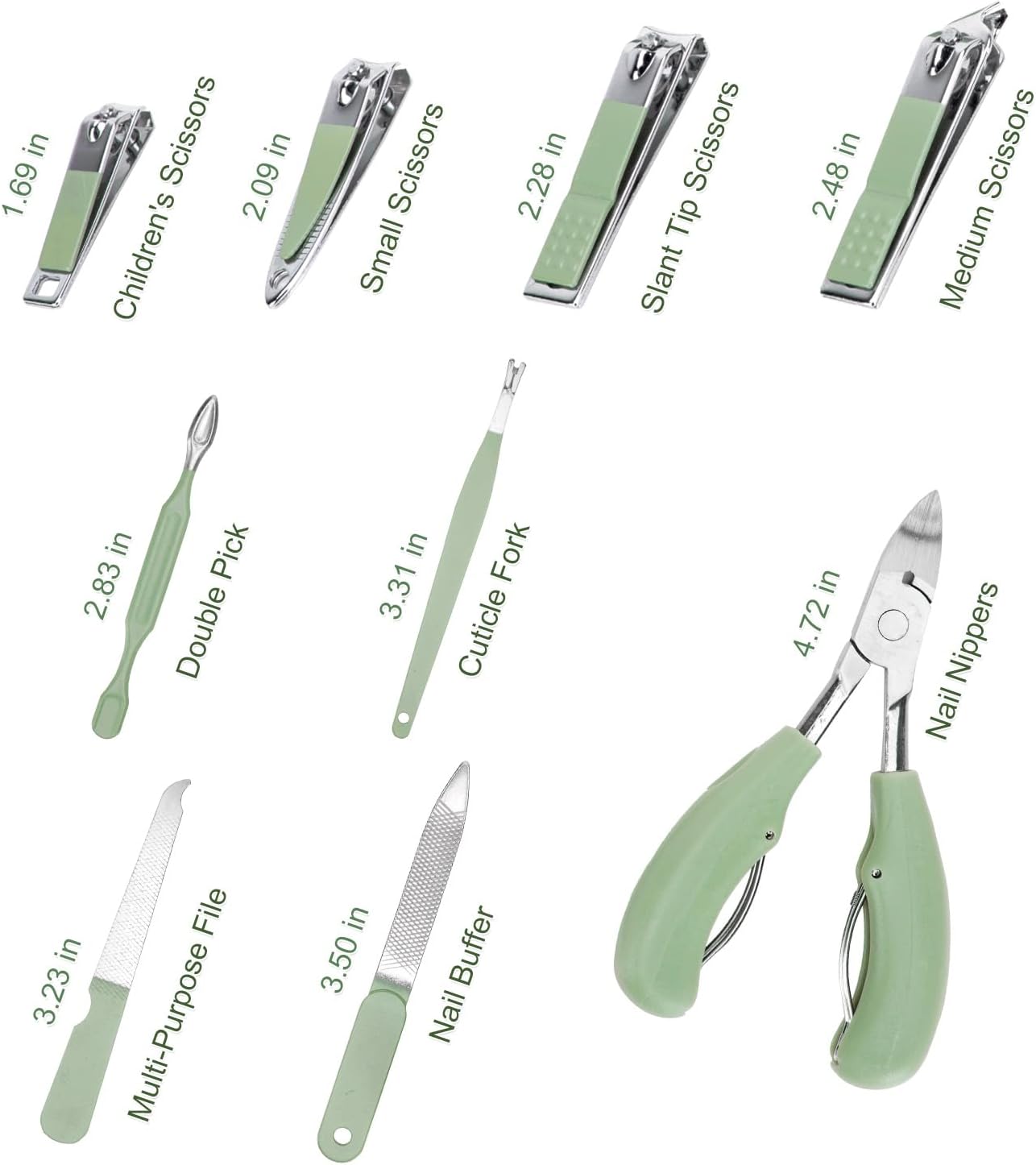 Madenia 35 in 1 Manicure Set: Professional Nail Clipper Tools for Manicure and Pedicure Polishing - Portable Stainless Steel Nail Care Kits for Travel & Home Use(Green)