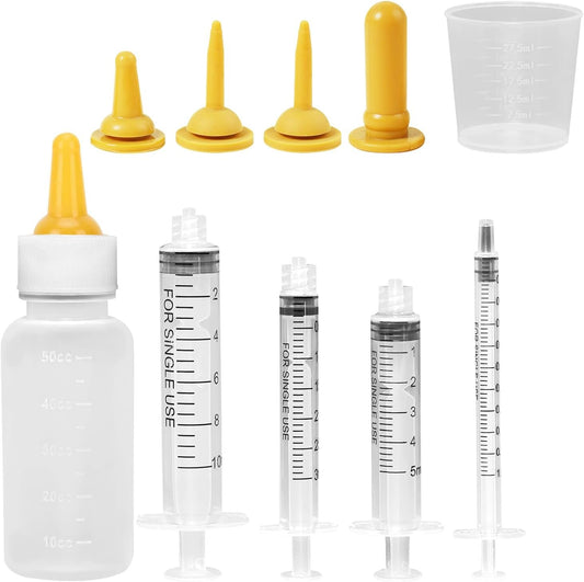 Sobirdos Pet Nursing Bottle,Puppy Bottles for Nursing,Miracle Nipple,Kitten Nursing Bottle,Mini Pet Feeding Bottle and Syringes with Nipples for Newborn Rabbits, for Feeding Small Animals(5pcs)