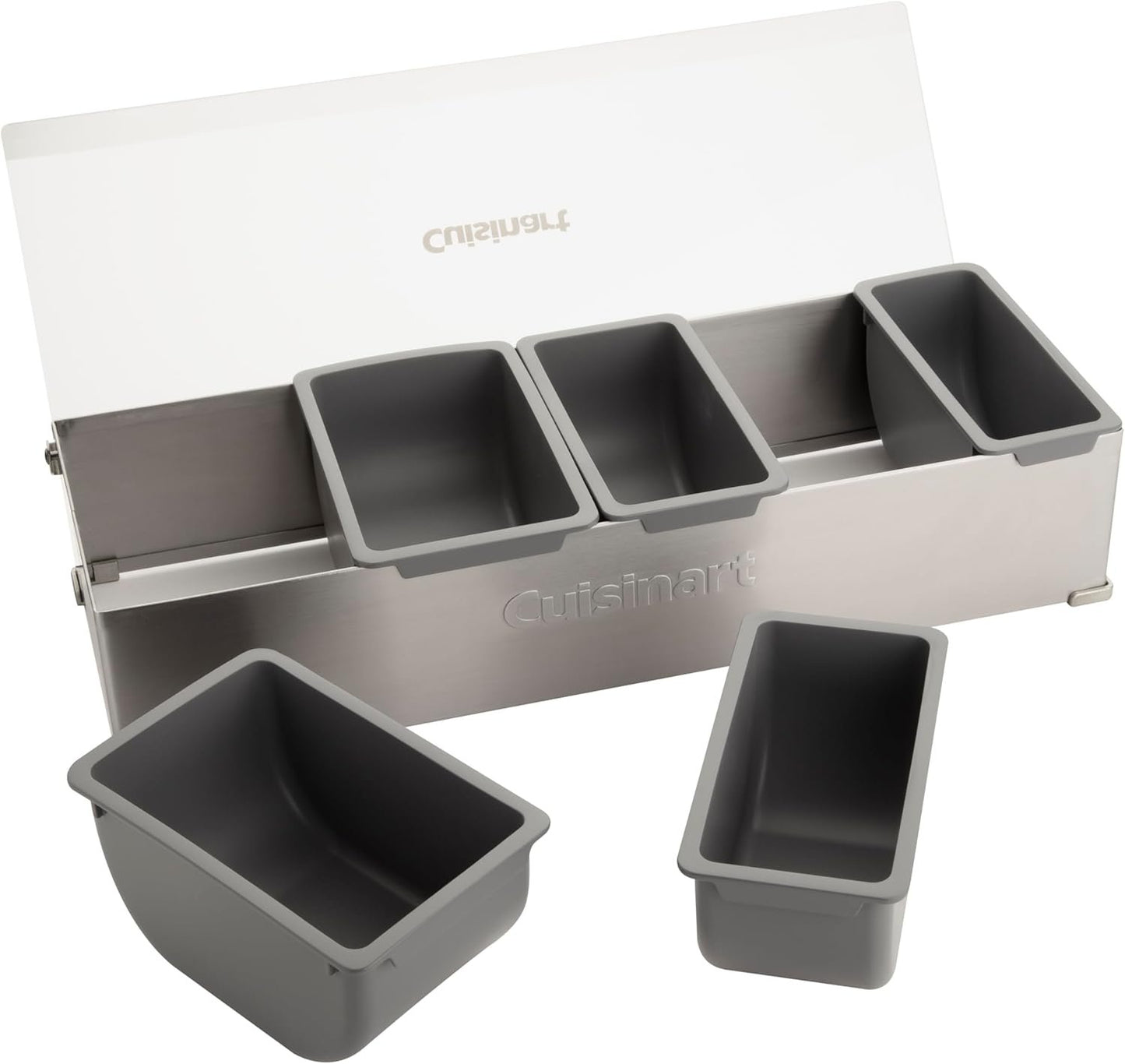 Cuisinart CPS-617A CPS-617 Condiment & Topping Station, Food Containers with Translucent Lid, 18-Piece