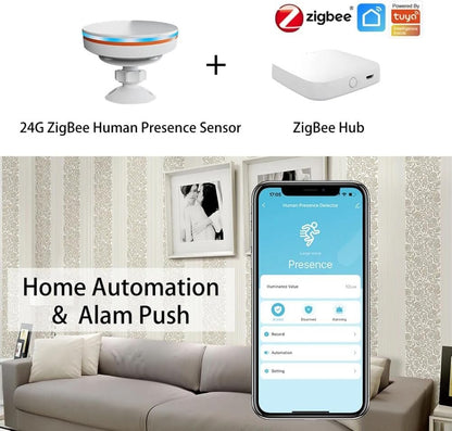 Lyntamy ZigBee 3.0 Human Presence Sensor 24G 5V MMwave Radar with Siren Alarm Motion Detection Smart Life Home Automation DIY Easy to Use