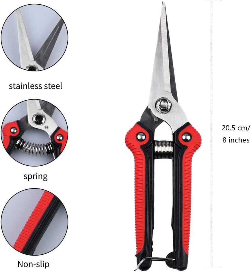 3 Pack Pruning Shears Set, Stainless Steel Garden Clippers with Safety Lock, Professional Shock-Absorbent Hand Garden Shears for Flowers and Small Garden (Red、Yellow and Green)