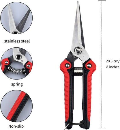 3 Pack Pruning Shears Set, Stainless Steel Garden Clippers with Safety Lock, Professional Shock-Absorbent Hand Garden Shears for Flowers and Small Garden (Red、Yellow and Green)