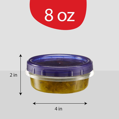 PLASTICPRO 12 Pack Twist Cap Food Storage Containers with Blue Screw on Lid- 8 oz Reusable Meal Prep Containers - Freezer and Microwave Safe Blue Plastic Food Storage