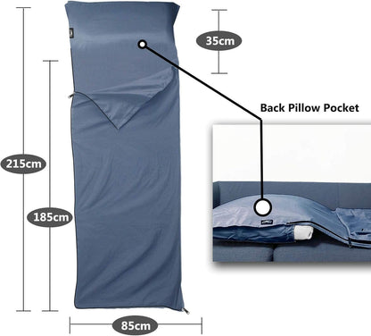Frelaxy Sleeping Bag Liner, XL Travel Sheet & Camping Sheet for Backpacking, Hotel, Hostels & Traveling, Comfy & Easy Care, Full-Length Zipper/No Zipper, 4 Seasons Warm Cold Weather, Adults & Kids