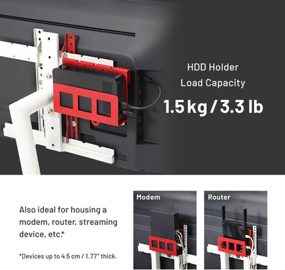 WALL HDD Holder for All TV Stands, HDD Hard Drives, Streaming Devices, Routers, Modem