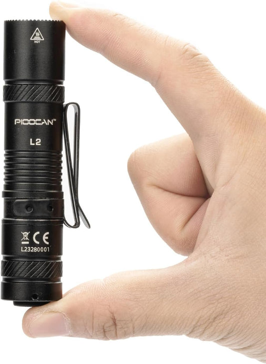 PIOOCAN Flashlight Rechargeable 1200 Lumens EDC Flashlight, Lampe De Poche Rechargeable Flashlights with Clip, Super Bright Small Flashlight with 4 Modes for Camping, Outdoor, and Emergency (Black)