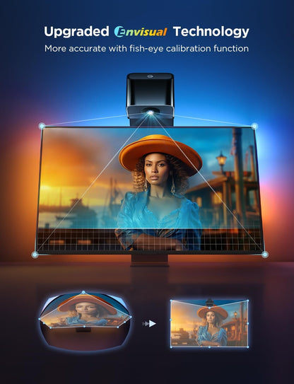 Govee TV Backlight 3 Lite with Fish-Eye Correction Function Sync to 40-50 Inch TVs, 7.8ft RGBICW Wi-Fi TV LED Backlight with Camera, 4 Colors in 1 Lamp Bead, Voice and APP Control, Adapter