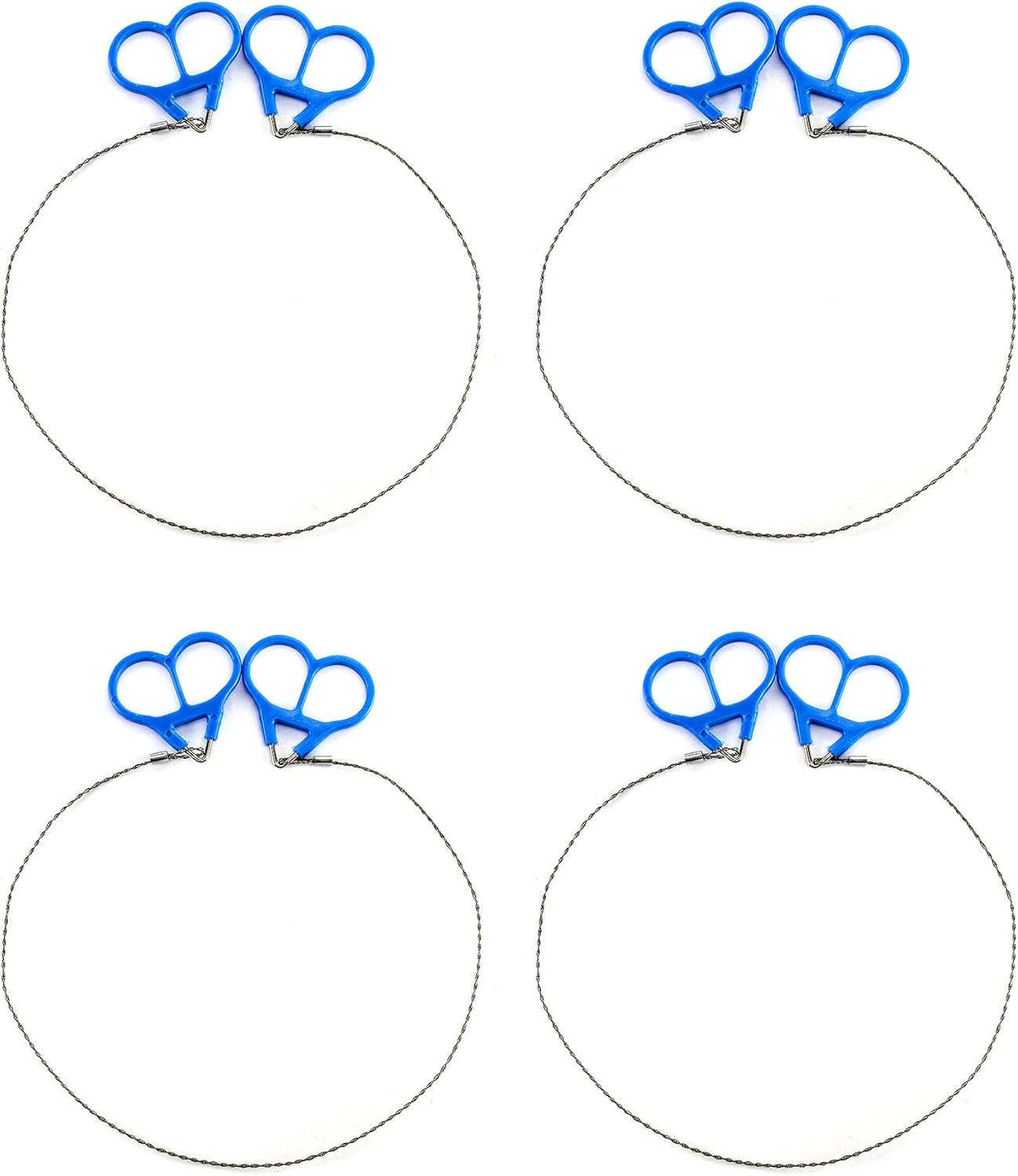 QWORK Wire Saw, 4 Pack 20" Stainless Steel Serrated Cutting Cable, Emergency Chainsaw Survival Kit Outdoor Tools for Trees Cutting, Backpacking Gear, Camping, Hunting, Hiking