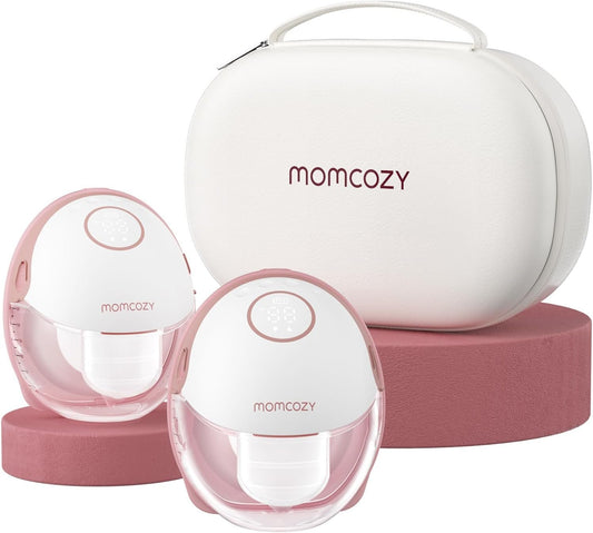 Momcozy Breast Pump Hands Free Mobile Style | M6, Wearable Breastfeeding Pump Ideal Rhythm for More Milk, DoubleFit Flange More Fit & Discreet with 3 Modes & 9 Levels, 24mm (Cozy Red, 2 Count)