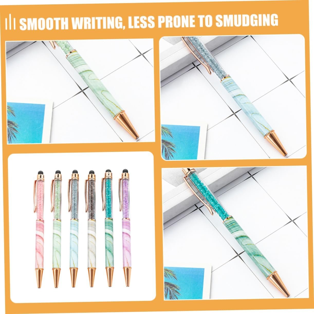 HONMEET Touchscreen Ballpoint Pens 6pcs Luxury Stationery Executive Writing Pens for Women Red Ink