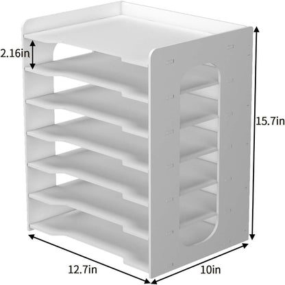 Natwind 7-Tier Office Paper File Organizer for Desk Desktop Organizer Holder Office Organizer Letter Tray & A4 Paper Holder Document Storage Rack for Home Office School(7H-Tier)