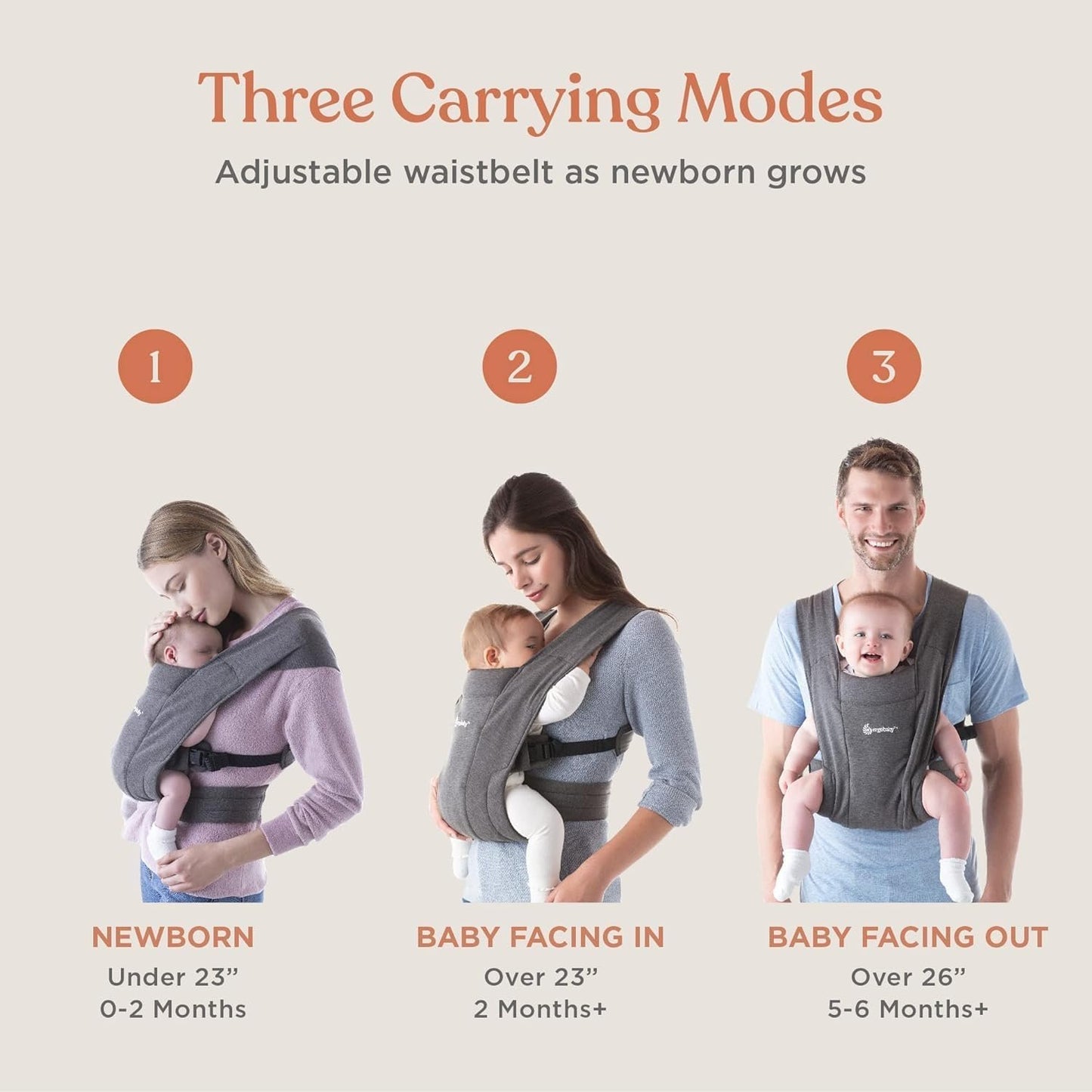 Ergobaby Embrace Cozy Newborn Essentials Baby Carrier Wrap (7-25 Pounds), Ponte Knit, Blush Pink