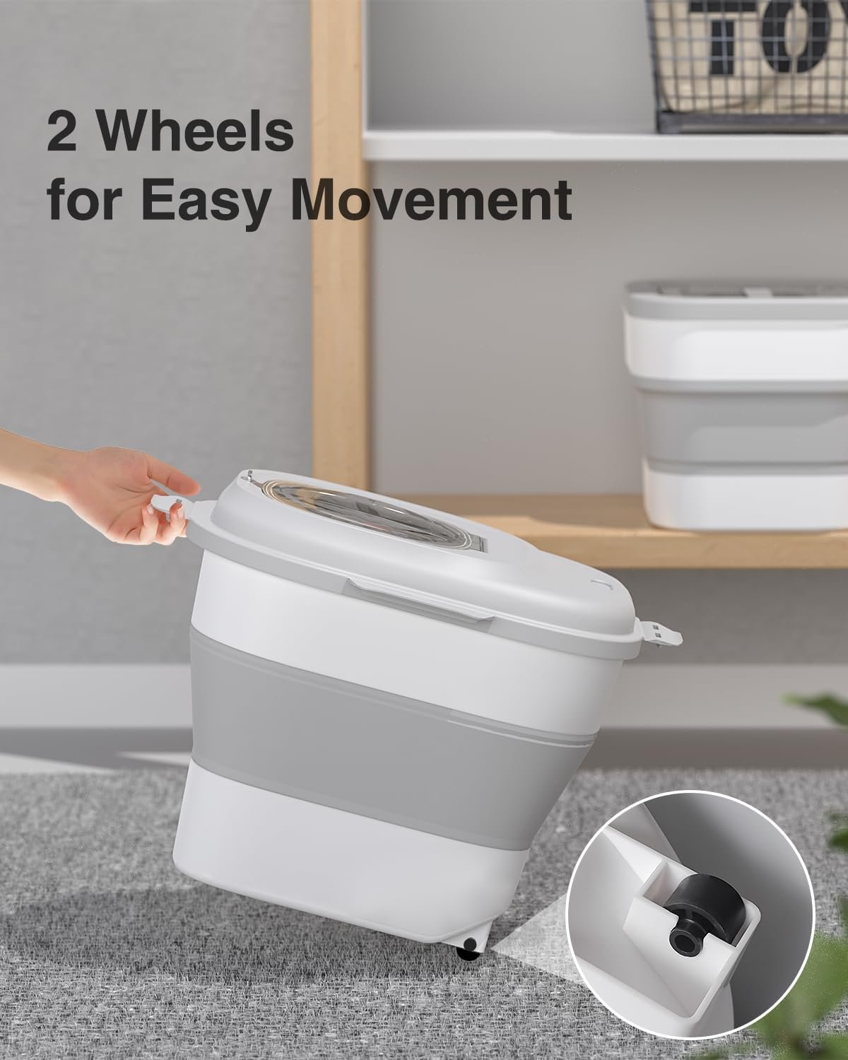 Somkaco 30-35 Lbs Dog Food Storage Container Collapsible Dog Food Container with Airtight Lids, Wheels, Scoop, Large Pet food storage for Dog, Cat and Other Pet