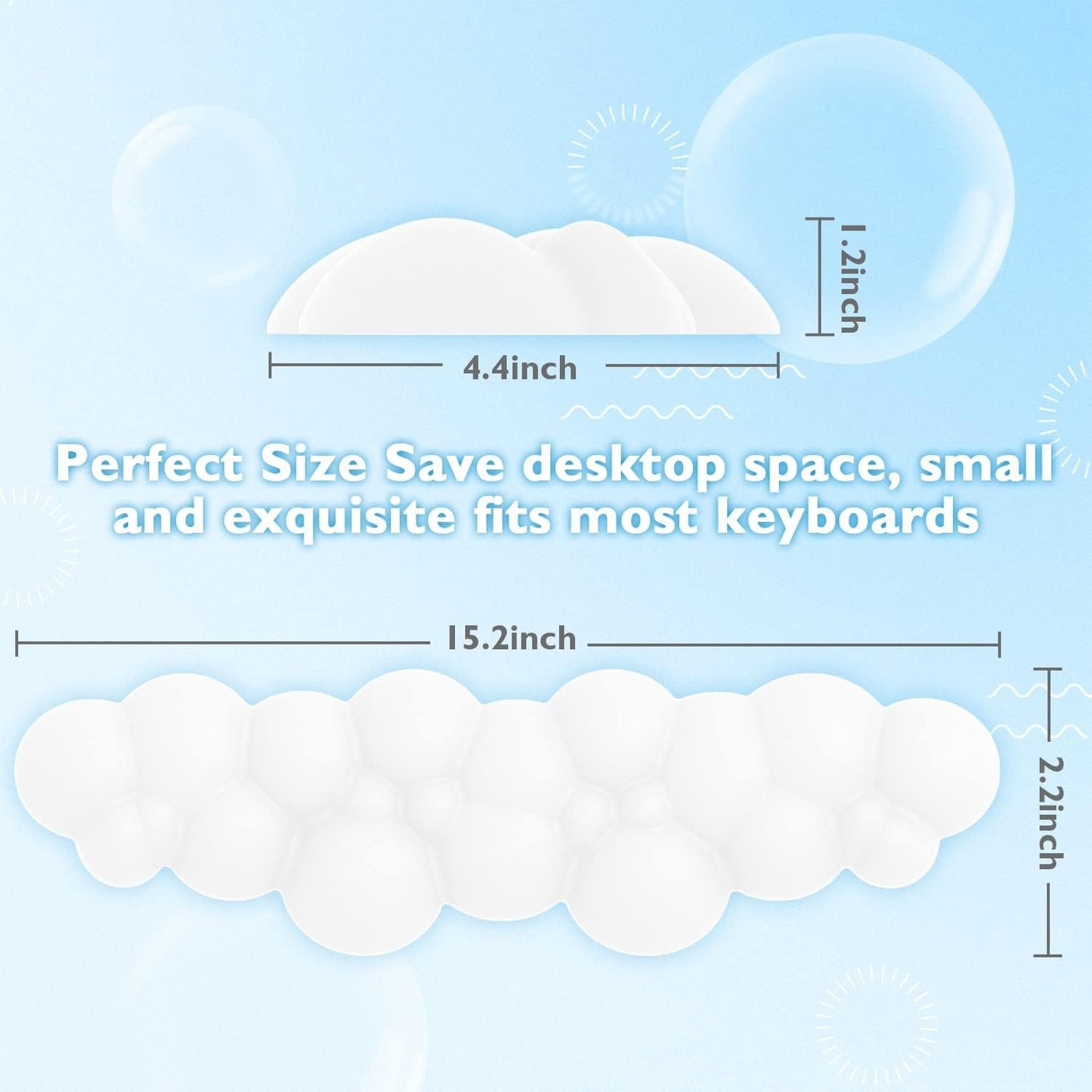 MANBASNAKE Cloud Mouse Pad Wrist Support Keyboard Wrist Rest Set with Ergonomic Memory Foam,Non-Slip Base,Cloud Coasters for Home,Office,Laptop,Desktop Computer,Easy Typing Pain Relief- White