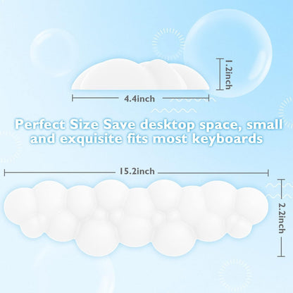 MANBASNAKE Cloud Mouse Pad Wrist Support Keyboard Wrist Rest Set with Ergonomic Memory Foam,Non-Slip Base,Cloud Coasters for Home,Office,Laptop,Desktop Computer,Easy Typing Pain Relief- White