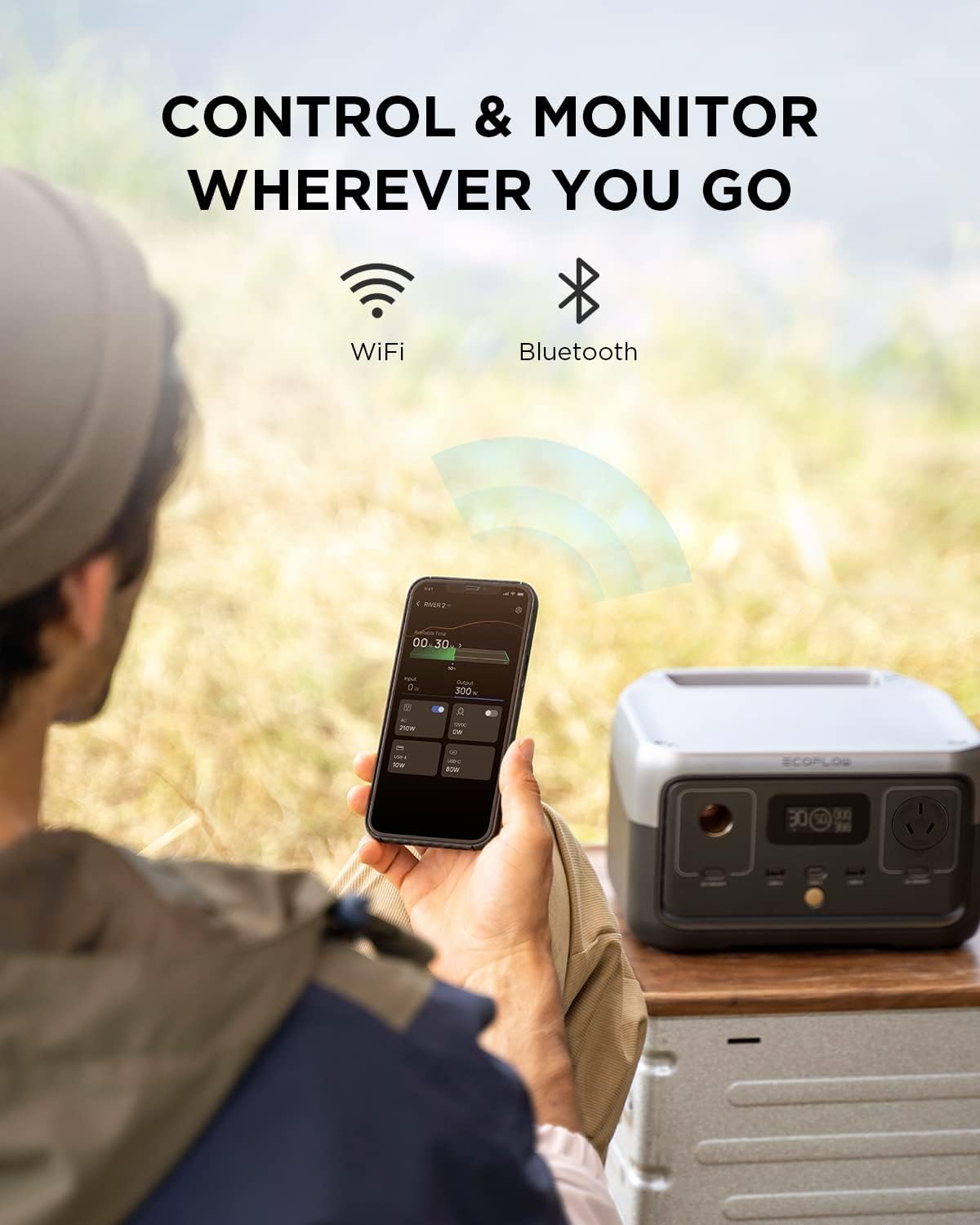 EF ECOFLOW RIVER 2 Portable Power Station 256Wh LiFeP04 Battery/ 1 Hour Fast Charging, Up To 600W Output, Solar Generator (Panel Not Inc.) for Outdoor Camping/RVs/Home Use