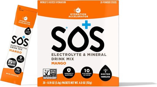 SOS Hydration Electrolyte Powder Mix, Mango, 5g - Pack of 20