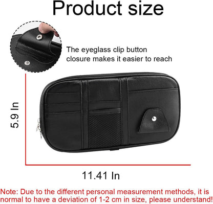 TSUGAMI Car Sun Visor Organizer, Sunglass Holder and Storage Pocket, Card Cash Pouch with Multi-Pocket Net Zipper, Case Bag for License Pen Key, Auto Interior Accessories for Truck, SUV, Van (Gray)