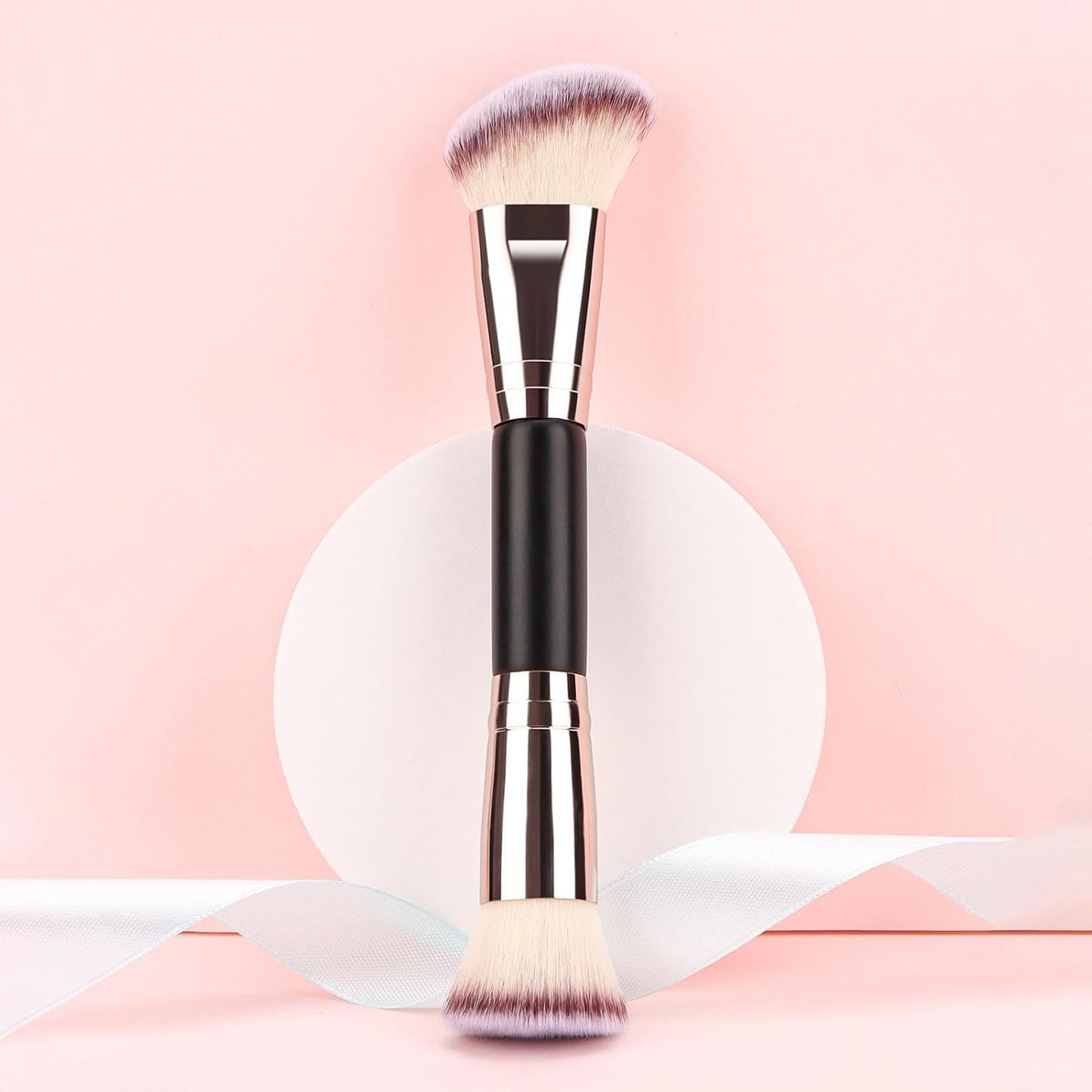 Double Ended Makeup Brush - Foundation & Powder Ends | Blending & Contour Brush | Soft and Precise, Concealer, Natural Make-up, Essential Accessory for Adults