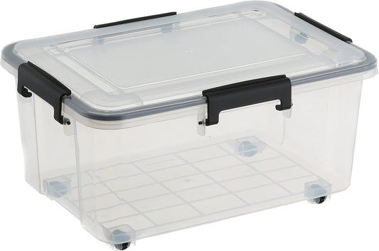 Seymours 15L Super Seal Storage Box with Wheels â€“ Stackable Container with Sealed Lid for Secure, Dustproof, Waterproof Storage of Clothes, Tools, Toys, Documents, Seasonal Items, and More