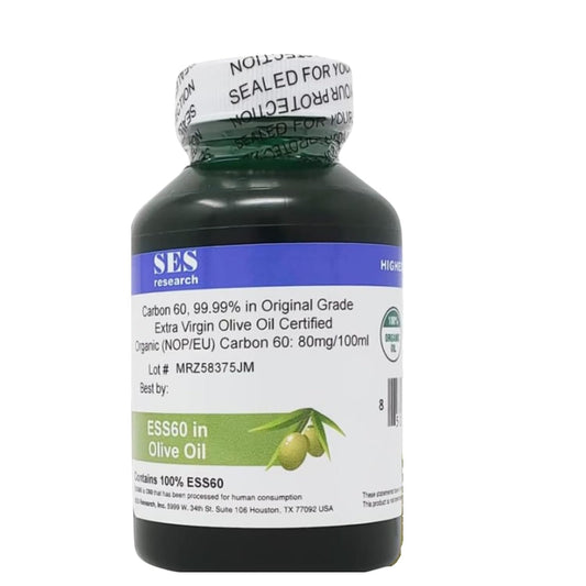 SES Research Original Grade C60, Carbon 60, 99.99% in Organic Extra Virgin Olive Oil - Highest Purity - 100 ml