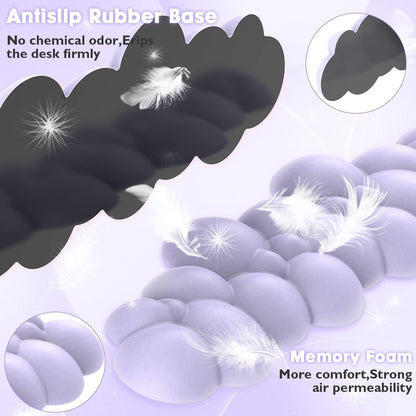 Cloud-Soft Ergonomic Wrist Rest for 100 Keys 87 Keys 68keys Keyboard PU Material Anti-Slip Rubber Base Memory Foam Cloud-Shaped Palm Rest for Computer Laptop,Pain Relief (Purple)