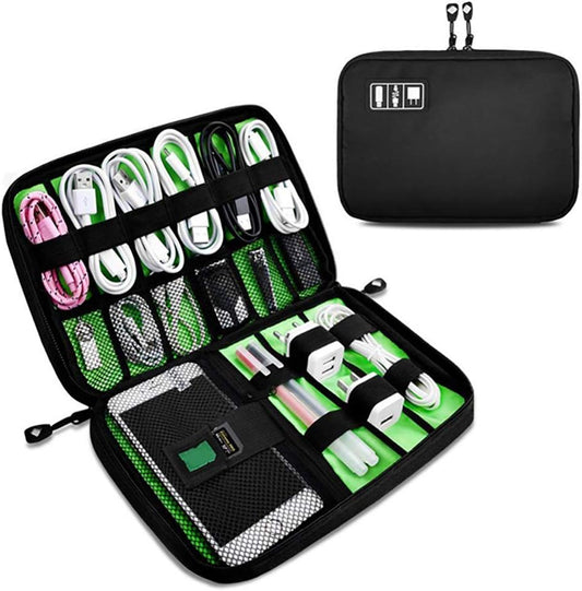 OrgaWise Organizer Accessories Travel Holder for Portable Electronics Cases for Hard Drives, Charging Cables, USB Chargers, etc, Type-bk-Black, Bag Organizer