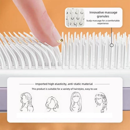 WADY Self Cleaning Hair Brush with Retractable Bristles,Tangle-Free & Anti-Static Hairbrush for All Hair Types, Frizz-Free Women's Brush, Easy to Clean (Purple)