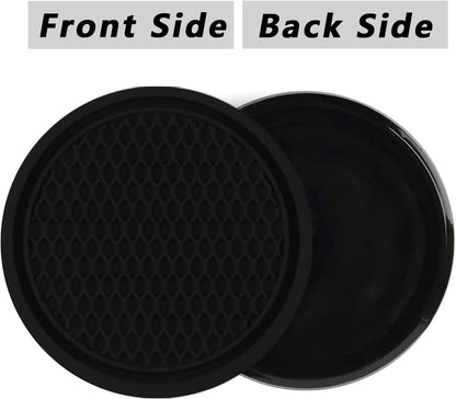 Custelen Universal Non-Slip Car Cup Coaster - Set of 4 Black Embedded Ornaments Cup Holders for Car Interior Accessories