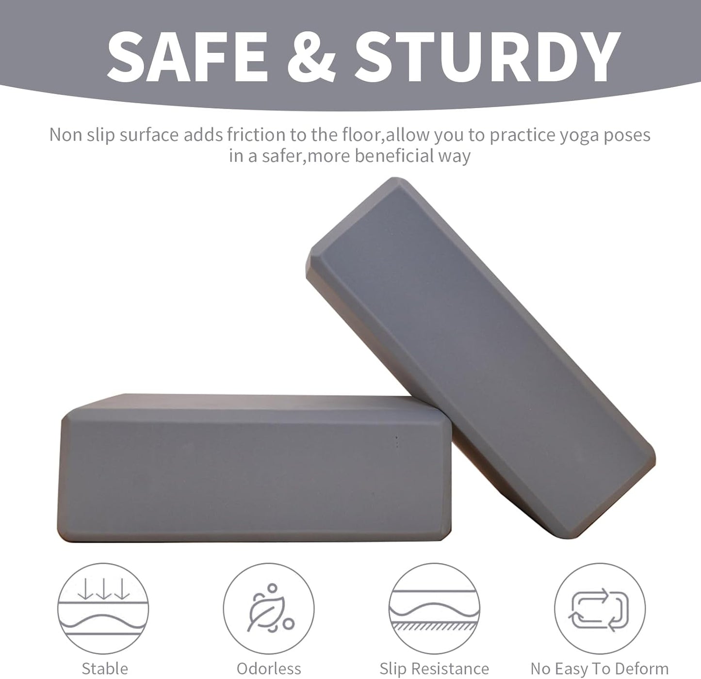 Yoga Blocks, High Density Yoga Bricks 2 Pack, Lightweight EVA Foam blocks for Yoga, Pilates, Meditation - Yoga Accessories for Stability, Balance, Deepen Stretches
