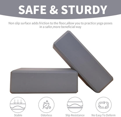 Yoga Blocks, High Density Yoga Bricks 2 Pack, Lightweight EVA Foam blocks for Yoga, Pilates, Meditation - Yoga Accessories for Stability, Balance, Deepen Stretches