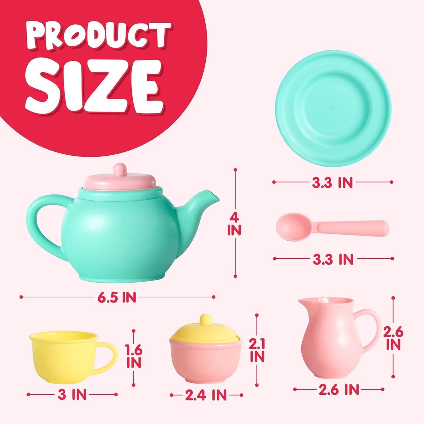 JOYIN 18PCS Pretend Play Tea Party Set for Little Girl, Play Food Toy Accessories, BPA Free, Phthalates Free, Plastic Tea Set, Mini Kitchen for Kids, Toddler Boys Girls Ages 3,4,5,6 Years Old Gifts