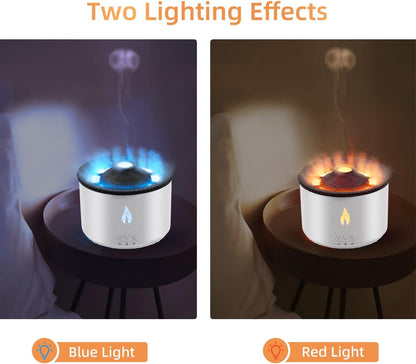 Mcbazel Volcano Humidifier Essential Oil Diffuser, 360mL Flame Air Diffuser Mist Diffuser Humidifier with Flame Light/Remote Control for Home, Office