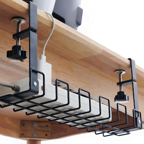 Qshare Under Desk Cable Management Tray,16.5" No-Drill Under Desk Cable Organizer for Wire Management Desk Cable Rack for Office and Home