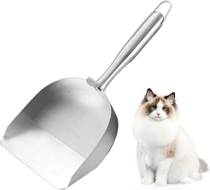 Wrohto Cat Litter Scoop, Stainless Steel Cat Scooper for Litter Box, Sturdy Hollow Sand Sifter, Ergonomic Non-Slip Handle, Easy Waste Removal, Essential Pet Cleaning Tool for Kittens And Cats