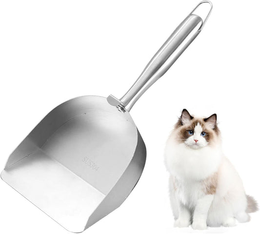 Wrohto Cat Litter Scoop, Stainless Steel Cat Scooper for Litter Box, Sturdy Hollow Sand Sifter, Ergonomic Non-Slip Handle, Easy Waste Removal, Essential Pet Cleaning Tool for Kittens And Cats
