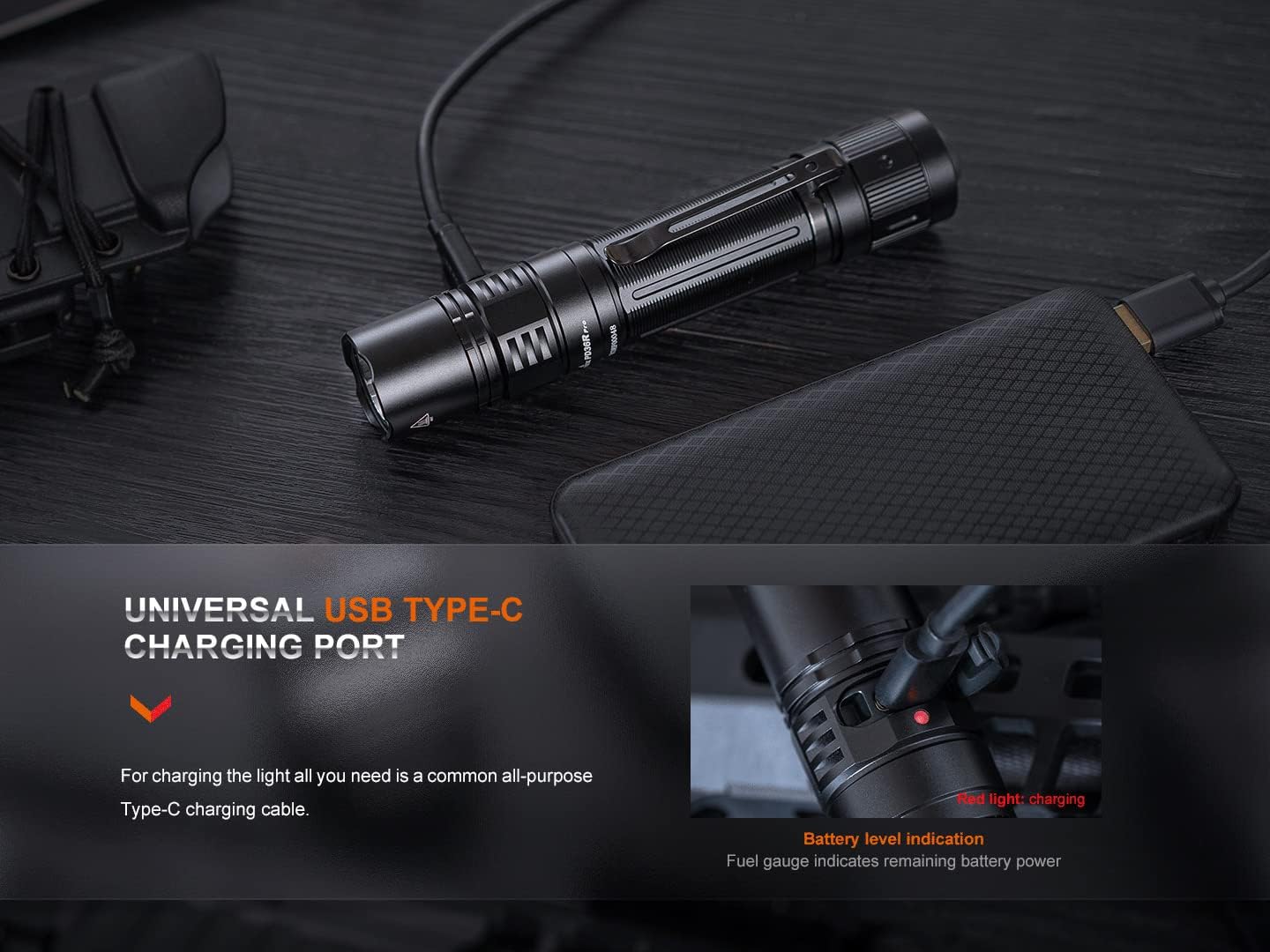 Fenix PD36R Pro 2800 Lumen Rechargeable Tactical Flashlight with 380m Beam & 5 Brightness Levels - IP68 Waterproof - Led Torch Super Bright with USB-C Charging Port