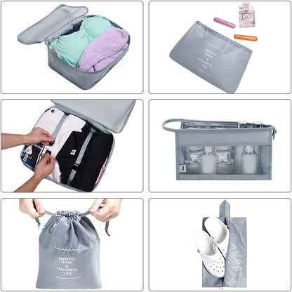 OSDUE Suitcase Packing Cubes, 8 Pieces Thickened Travel Organizer, Travel Bags, Travel Accessories, Essential Organizer, Clothes, Shoes, Cosmetics, Toiletries, Bags